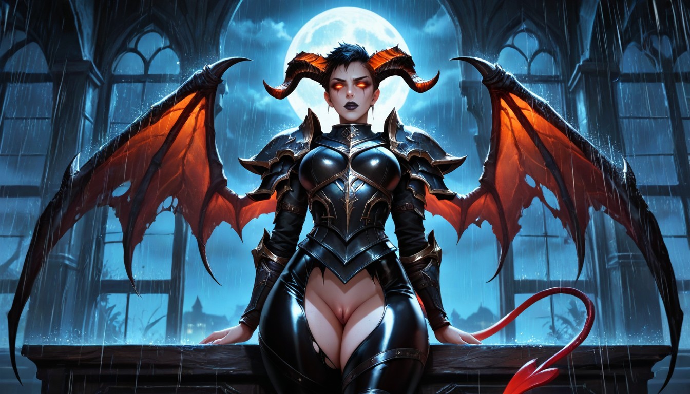 Black Plain Background, Full Armor, Gothic AI Porn