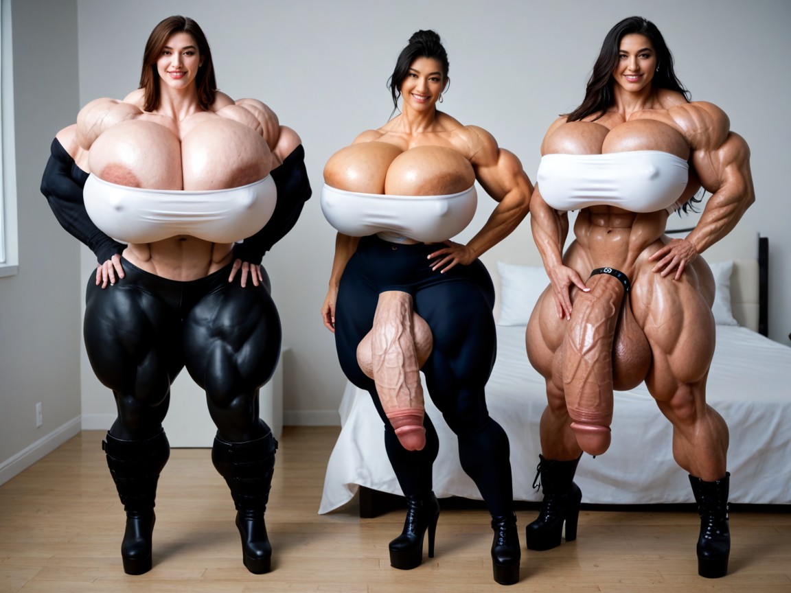 Hyper Massive Muscles, Big Massive Veins, Breasts Expansion Shemale AI Porn