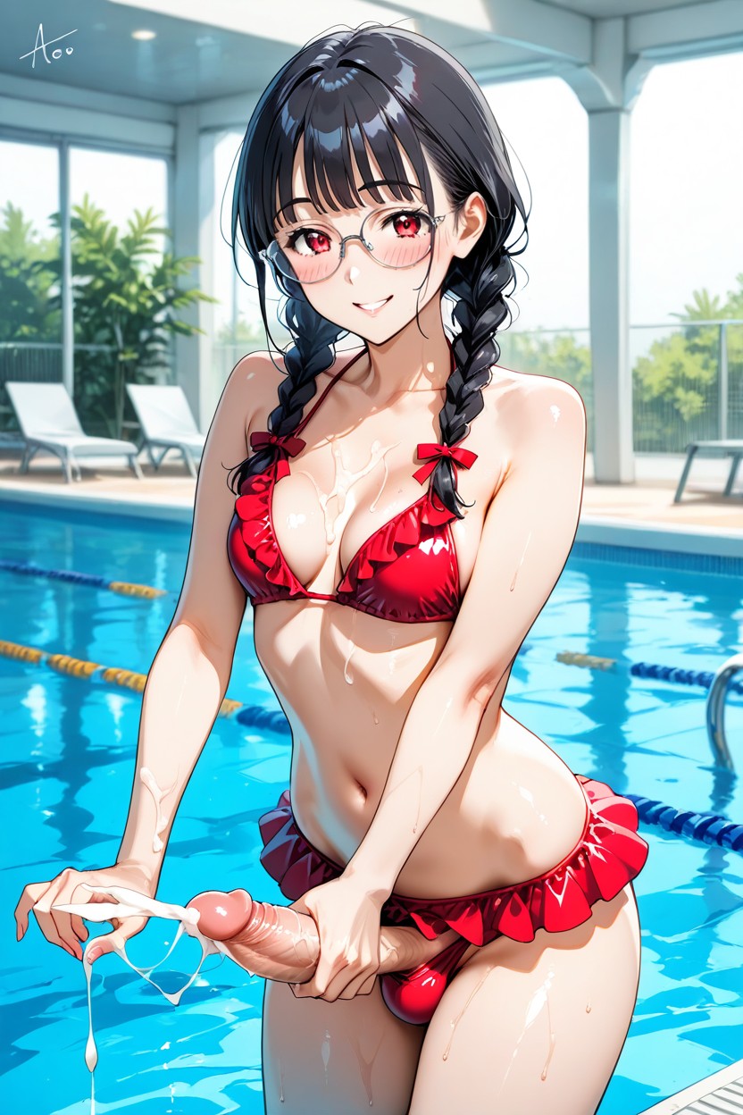 Cowboy Shot, Onepiece Swimwear, Socks Hentai AI Porn