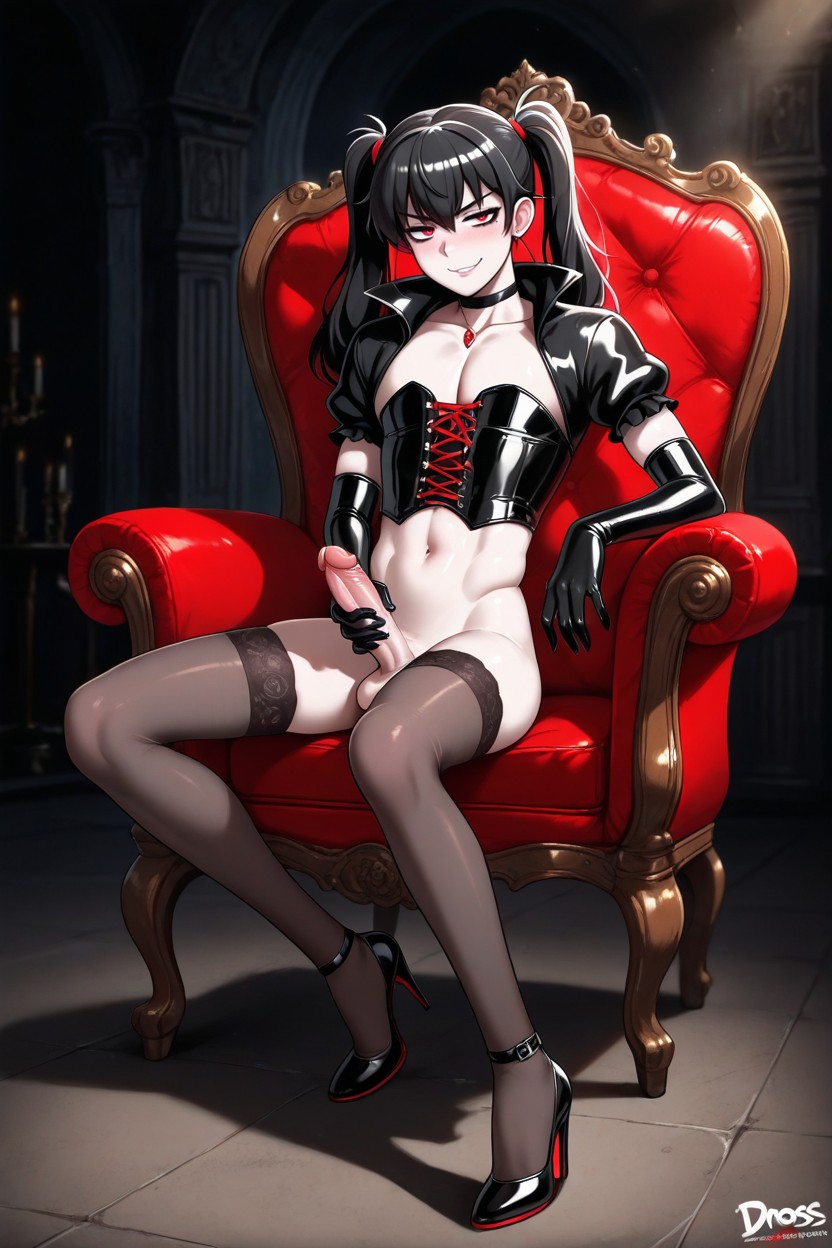 Leather Corset, Ruby Pendant, Tightly Laced Top AI Gay Porn