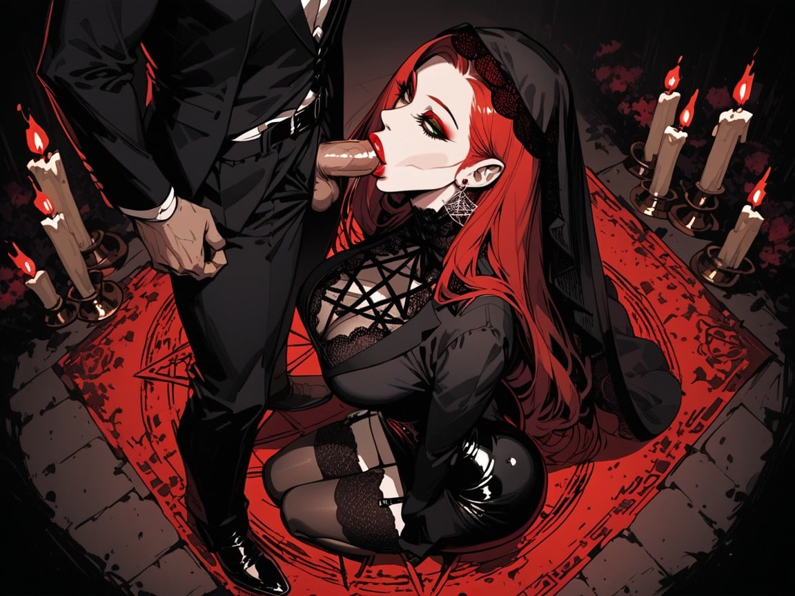 Makeup, Graveyard, Black Garter Belt AI Porn