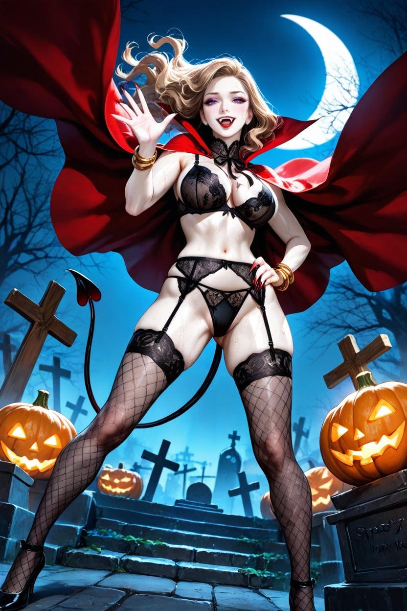 Crescent Moon, Top Down View, Dark Red Lips Hentai AI Porn