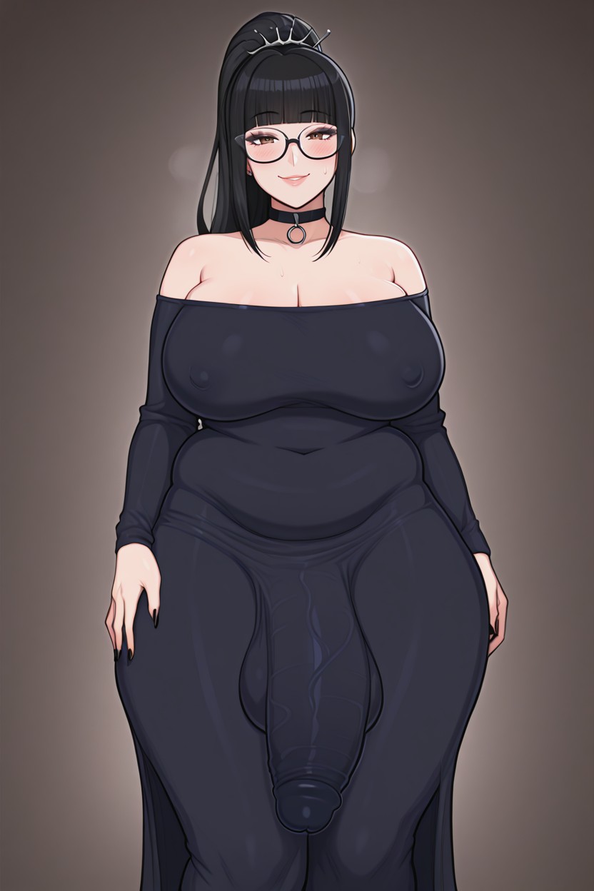 Impossibly Gigantic Bulge, Thunder Thighs, Thick Girthy Flaccid Cock Shemale AI Porn