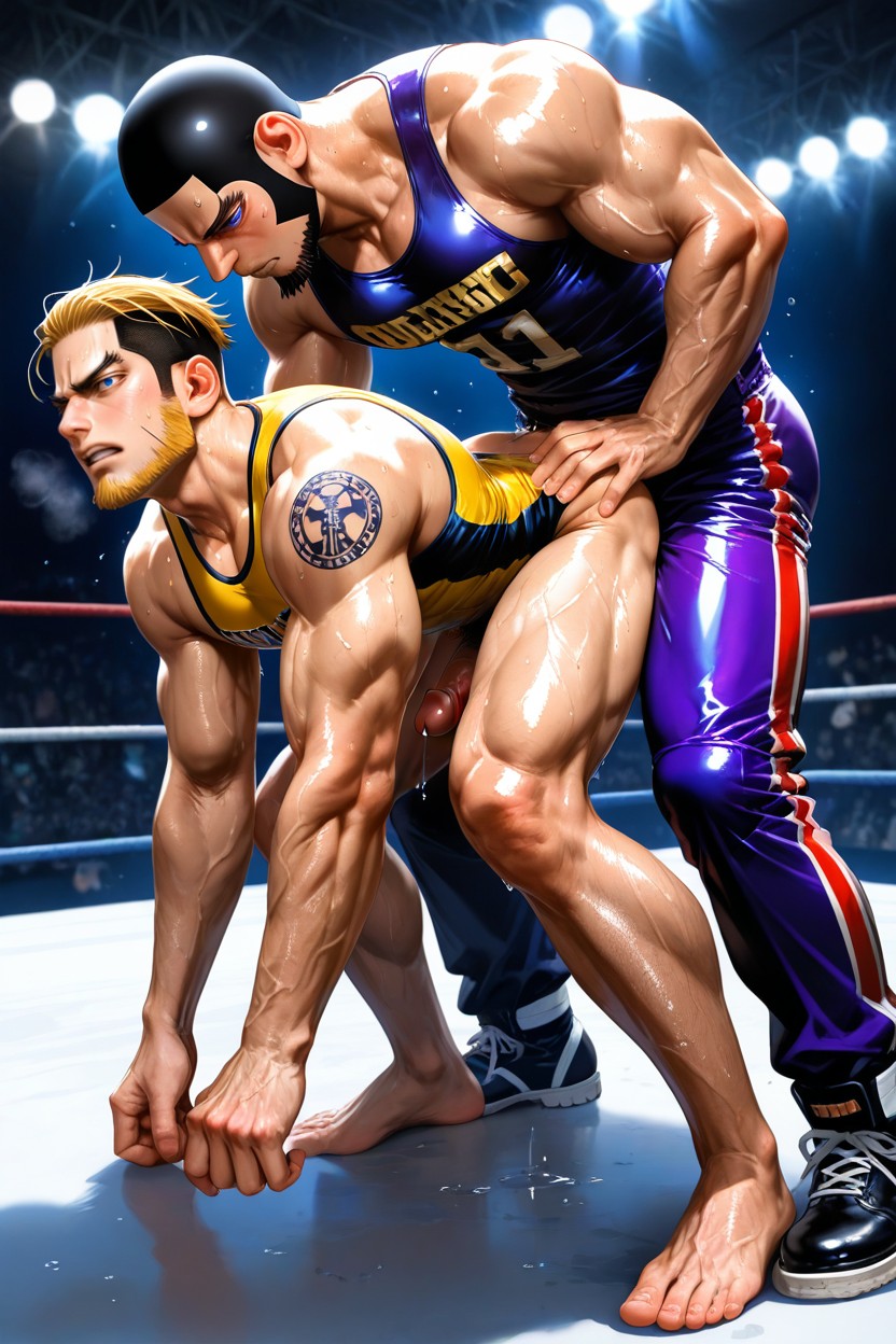 Shiny Uniform, Mens Gymnastic Uniform, Wide Leg AI Gay Porn