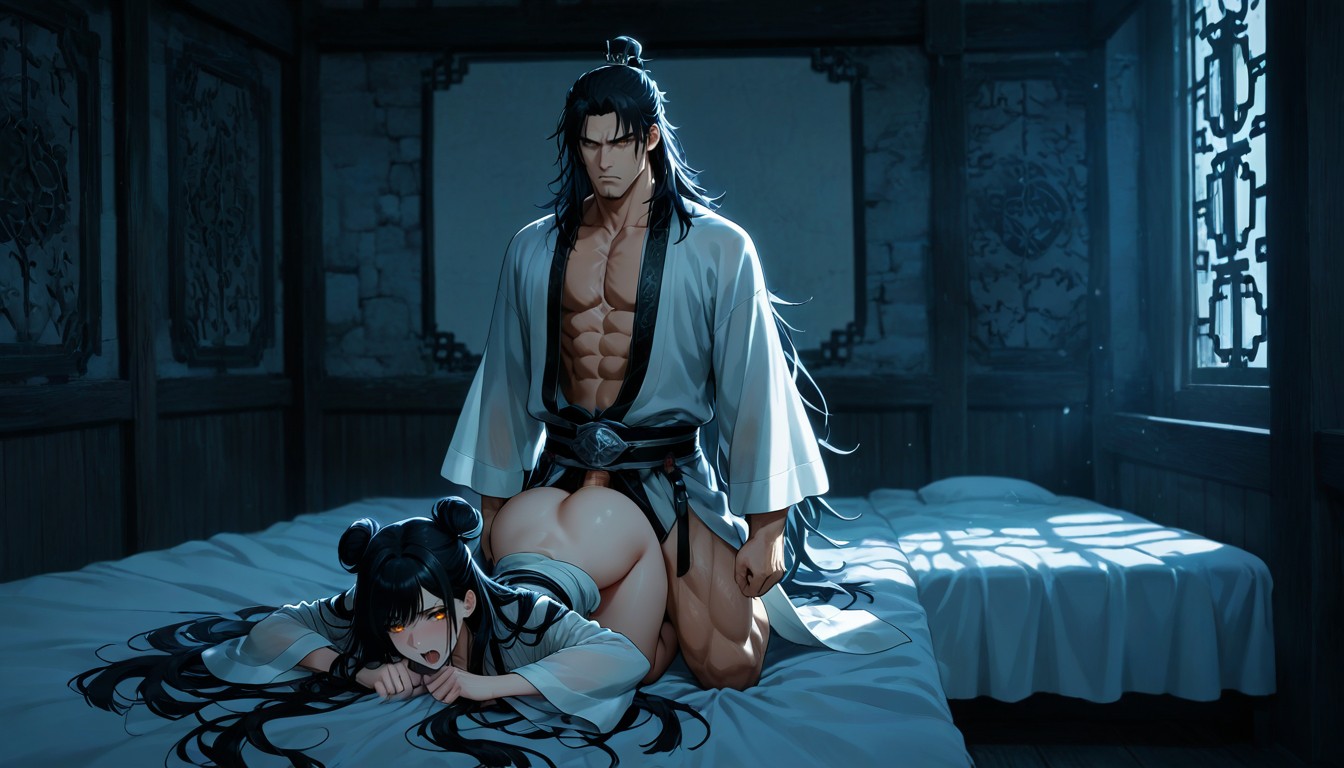 Overwhelmed Expression, 18+, Black Hair AI Gay Porn