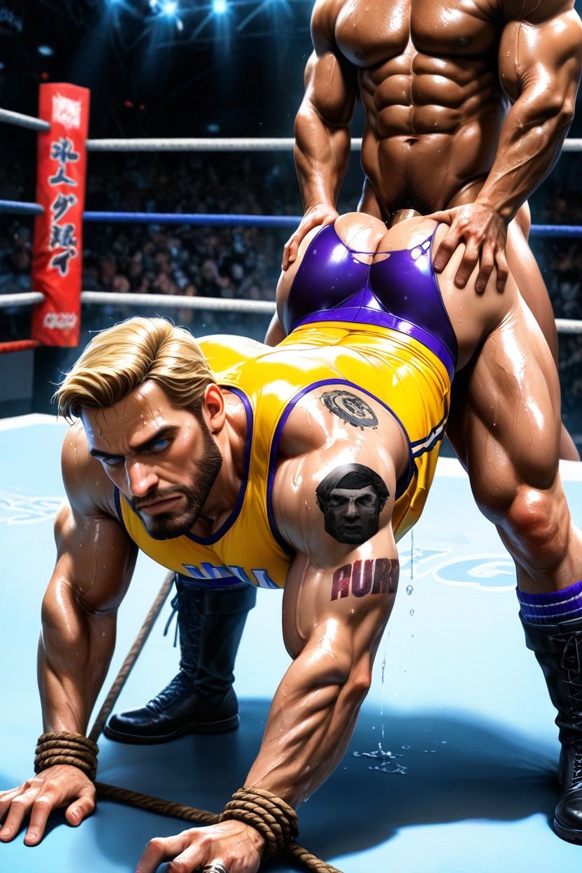 Cock In Asshole, Yellow Uniform, Interracial AI Gay Porn