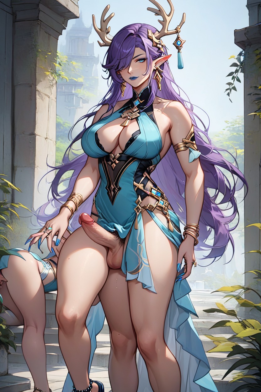 Nail Polish, Blue Nails, Large Breasts Hentai AI Porn