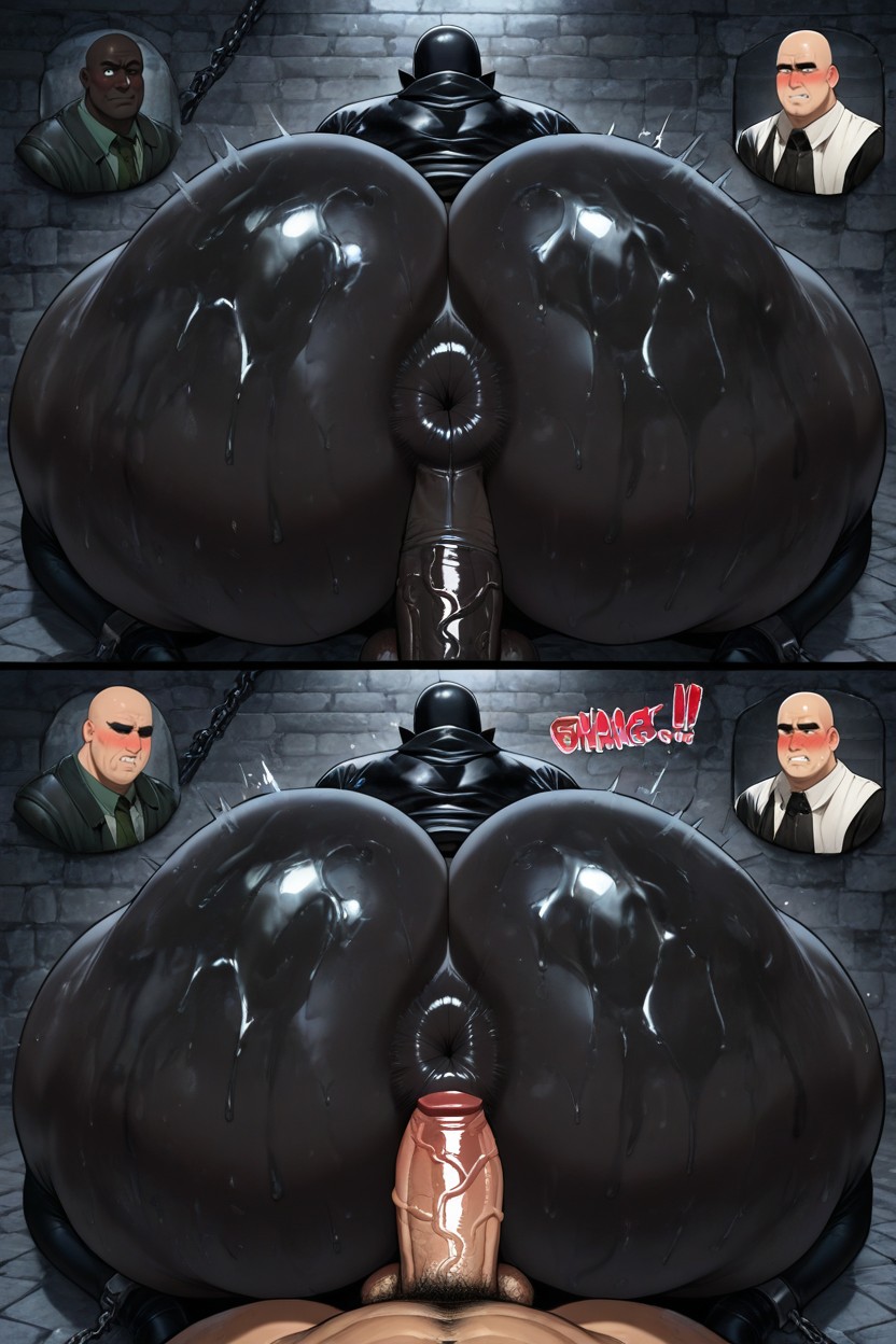 While The Prisoner Is Dark Black Skin And Greasy Obede, Huge Massive And Obese Ass, Hyper Fat And Juicy And Voluptuous Anus AI Gay Porn
