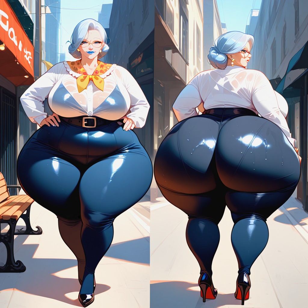 Massive Thighs, Erotic Sitting, Blue Leg Warmer Hentai AI Porn