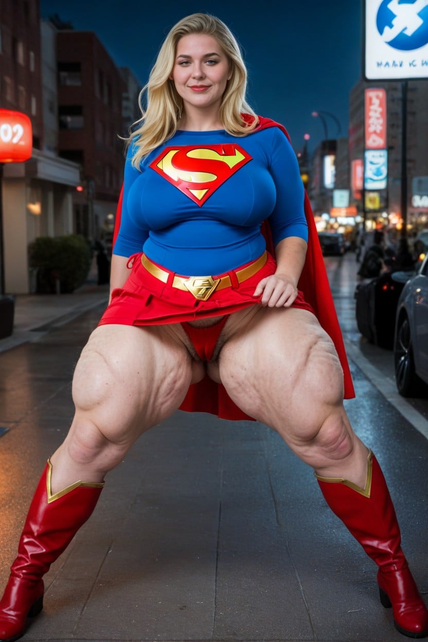 Supergirl Costume, Cleavage, Super Curvy AI Porn