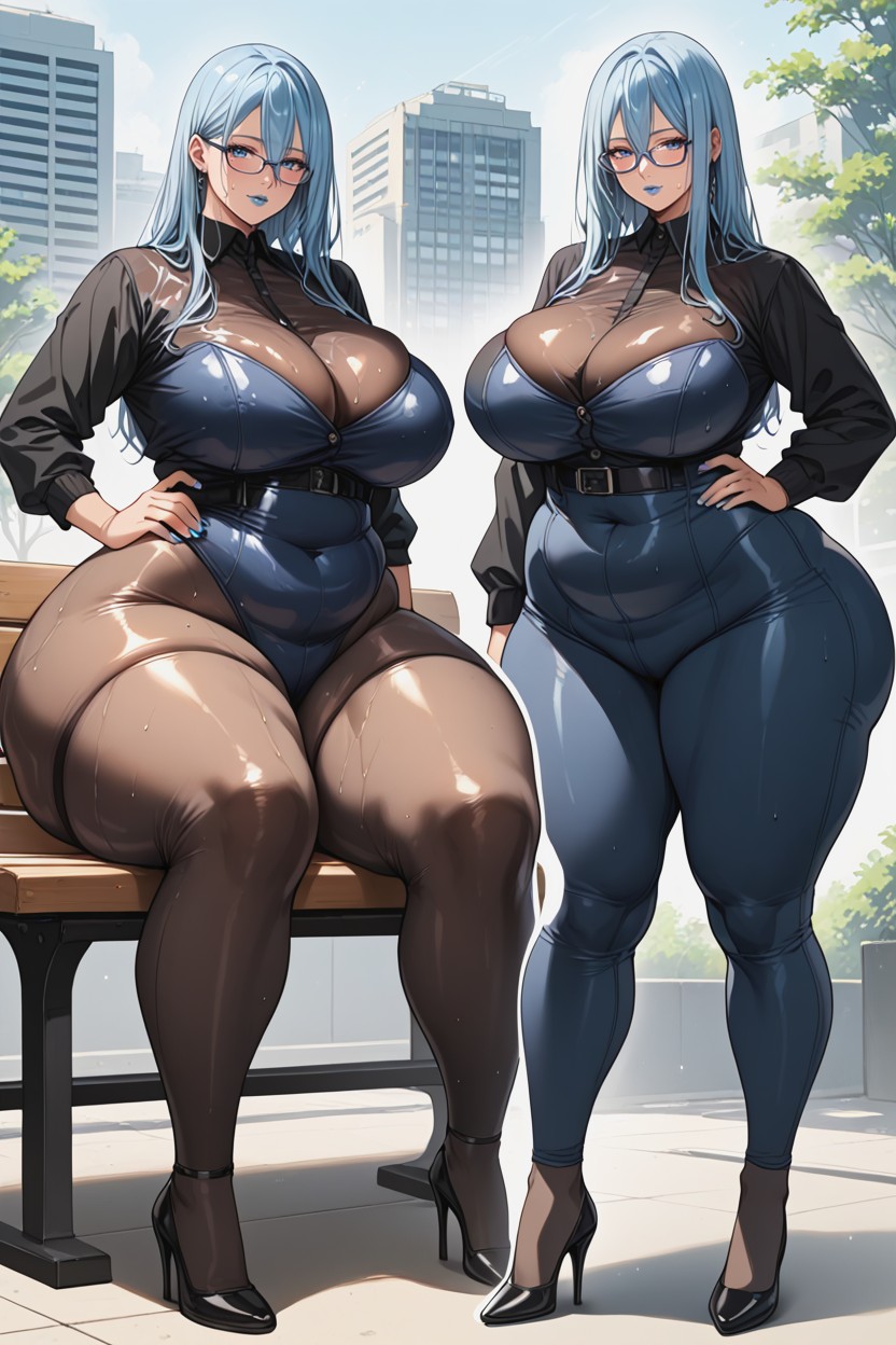 Gigantic Hips, Erotic Sitting, Hands On Her Hips Hentai AI Porn