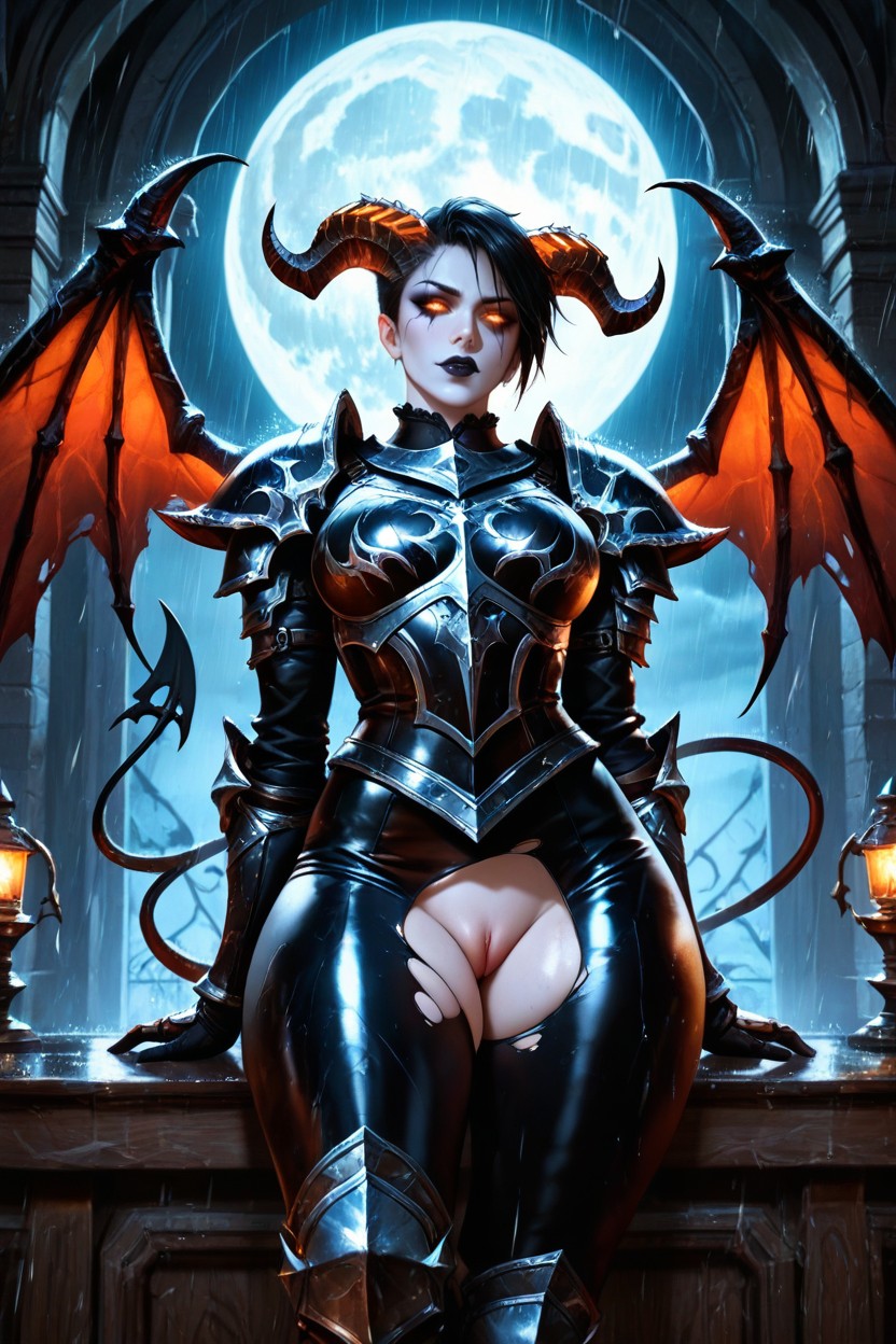 Leather Costume, Pale Moonlight, Succubus AI Porn