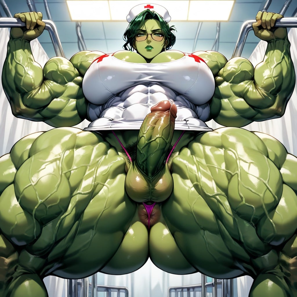 Glasses, Muscular Breasts, Massive Muscle Delts Hentai AI Porn