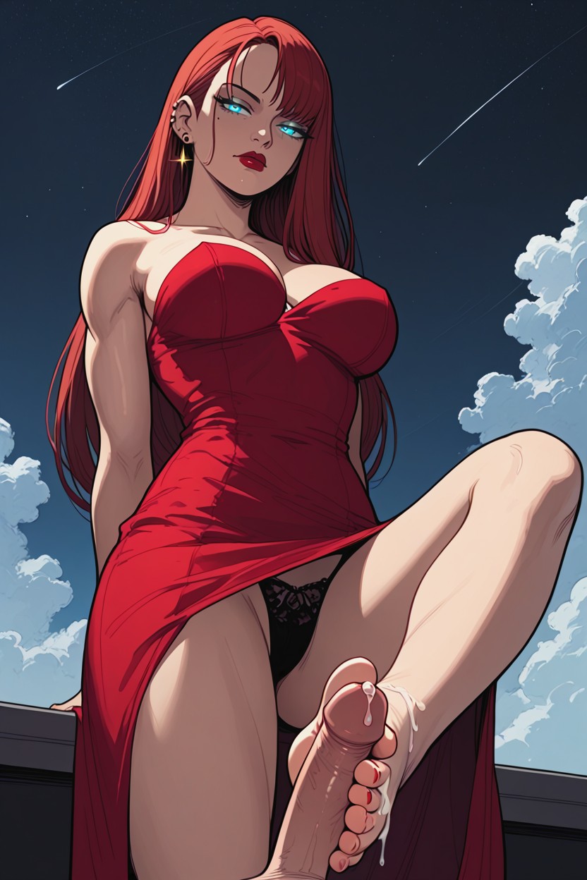 Cum On Foot, Clouds, Mouth Agape Hentai AI Porn