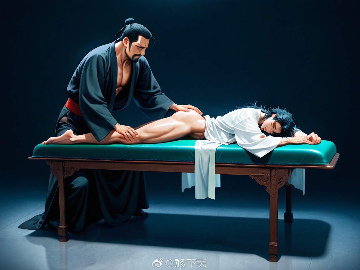 White Long Hanfu, No Pants, Full Body AI Gay Porn