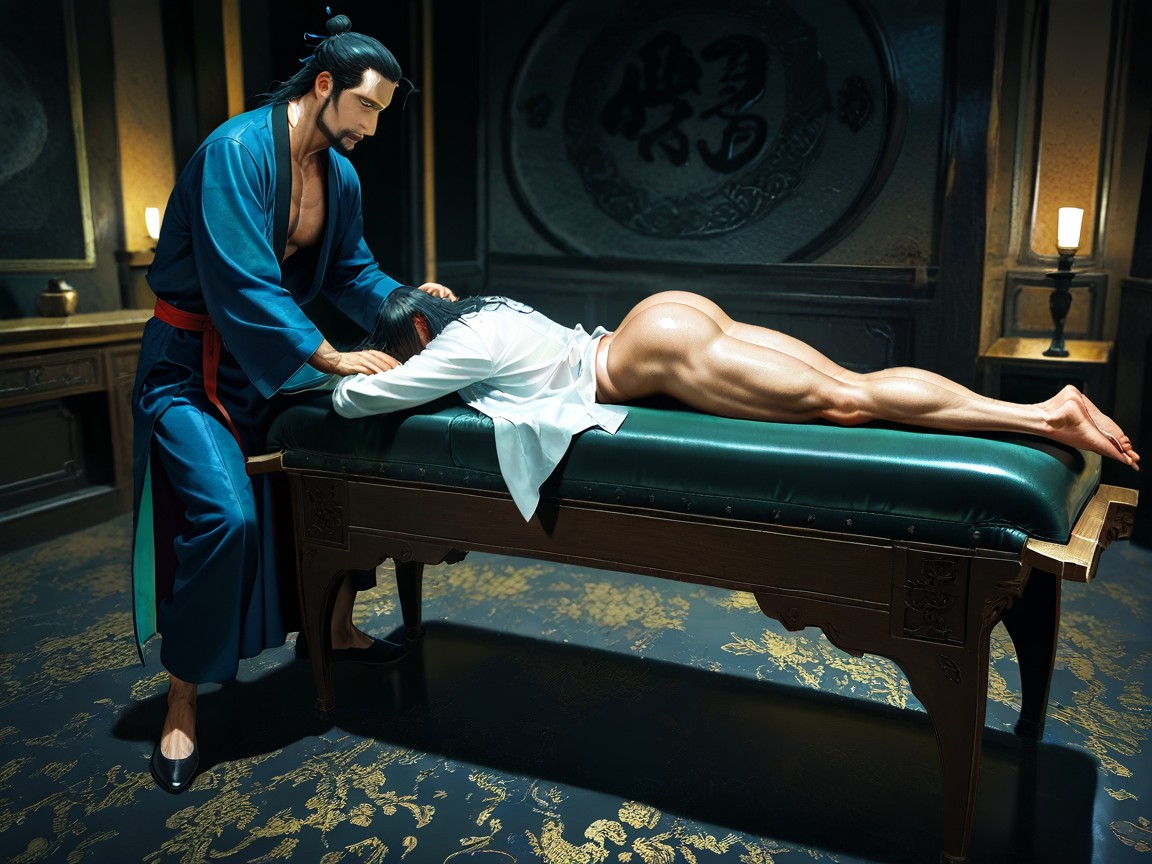 No Pants, Wide Open Shirt, Ancient Room AI Gay Porn