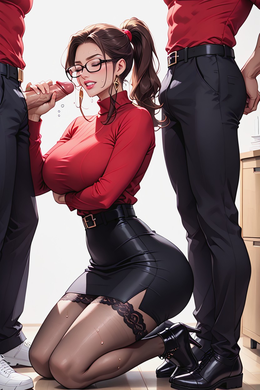 Perfect Body, Nsfw, Man Is Muscular Light Skin Wearing Office Costume AI Porn