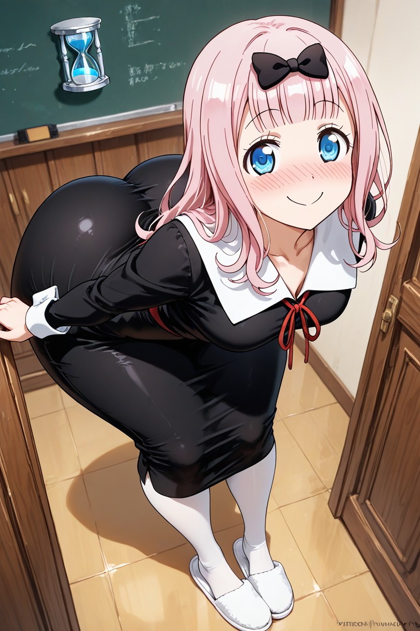 Round Eyes, Bow On The Front Of Her Head, Thick Eyelashes AI Porn