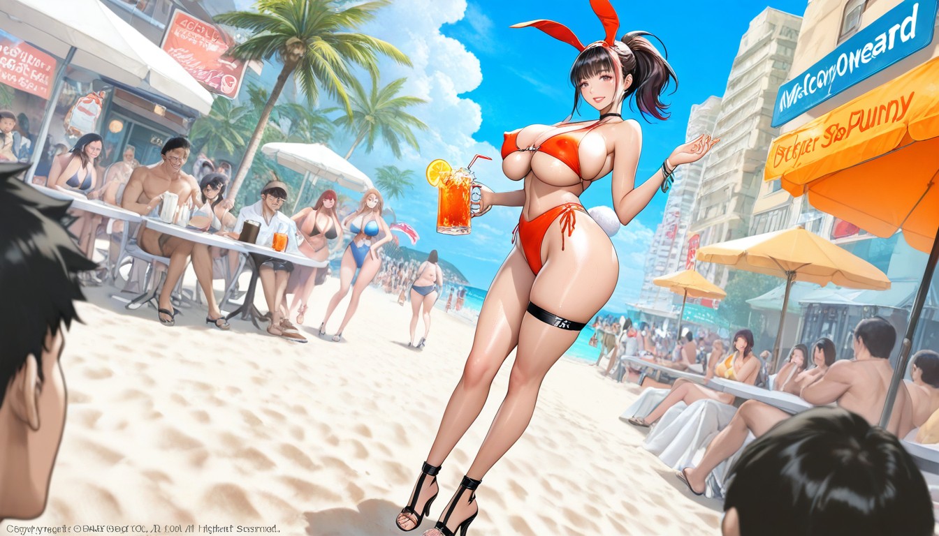 Ponytail, Bunny Ears, Erect Nipples Hentai AI Porn