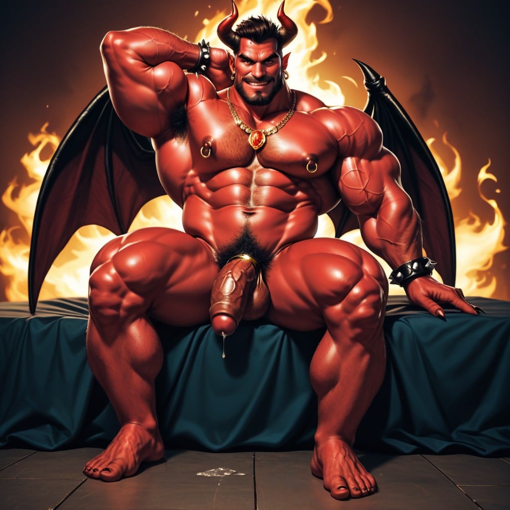 Demon Tail, Long Beard, Spiked Bracelet AI Gay Porn