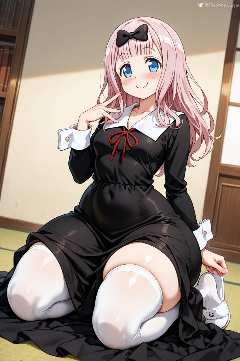 The Biggest Ass In The World, Bow On Her Head, Kneeling AI Porn