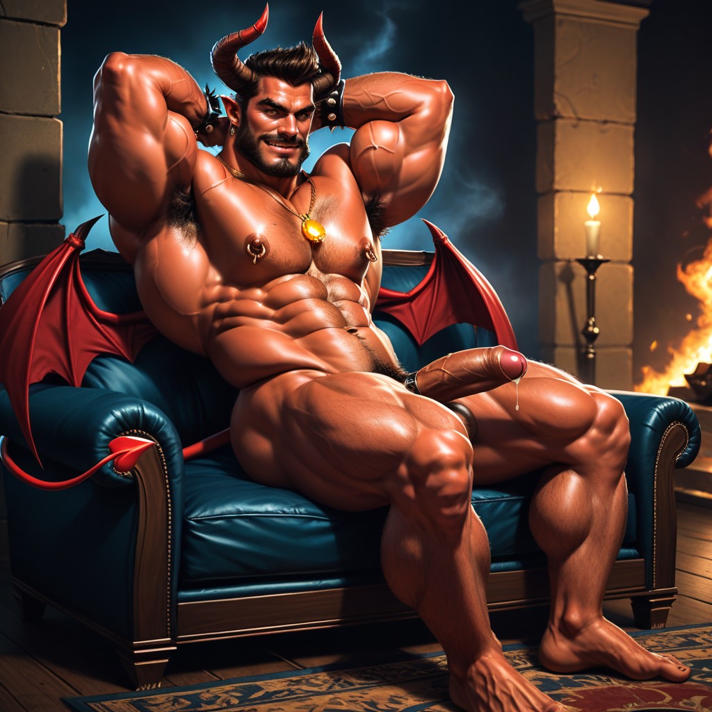 Smirking, Large Nipple Rings, Long Beard AI Gay Porn