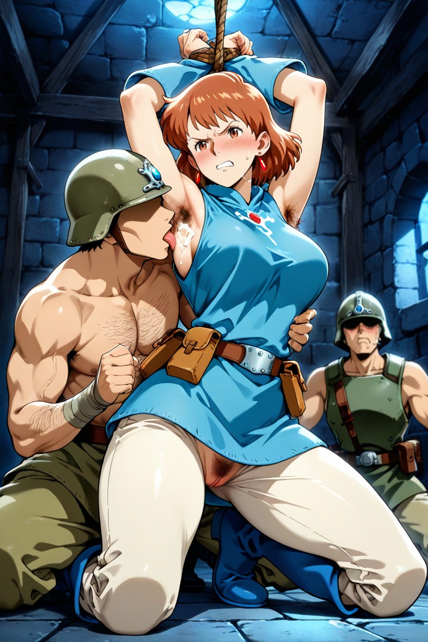 Kneeling, Armpits Licking, Underarm Hair Hentai AI Porn