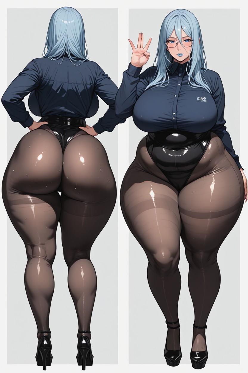 Gigantic Hips, Multiple Views, Hair Between Eyes Hentai AI Porn