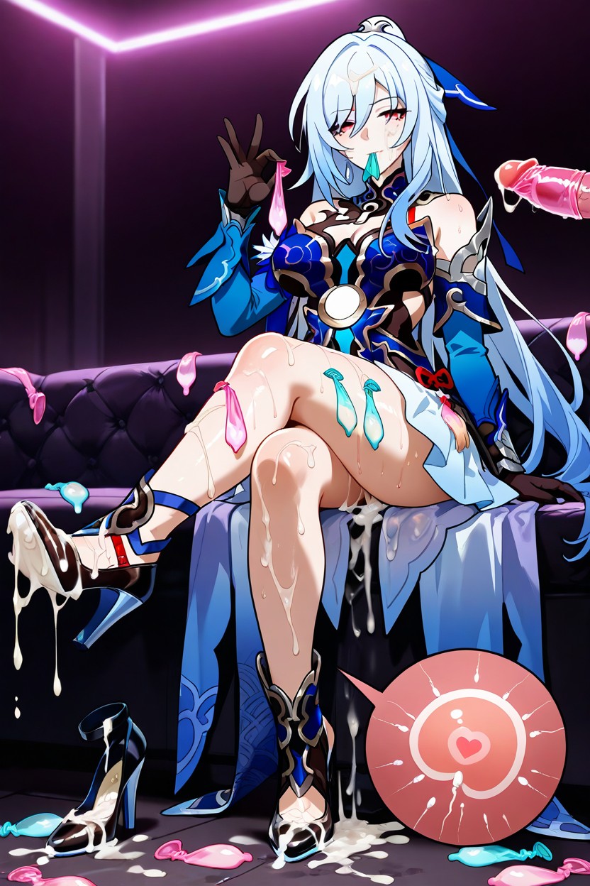 Used Condom Belt, Used Condom Waistband, A Lot Of Used Condom Hentai AI Porn