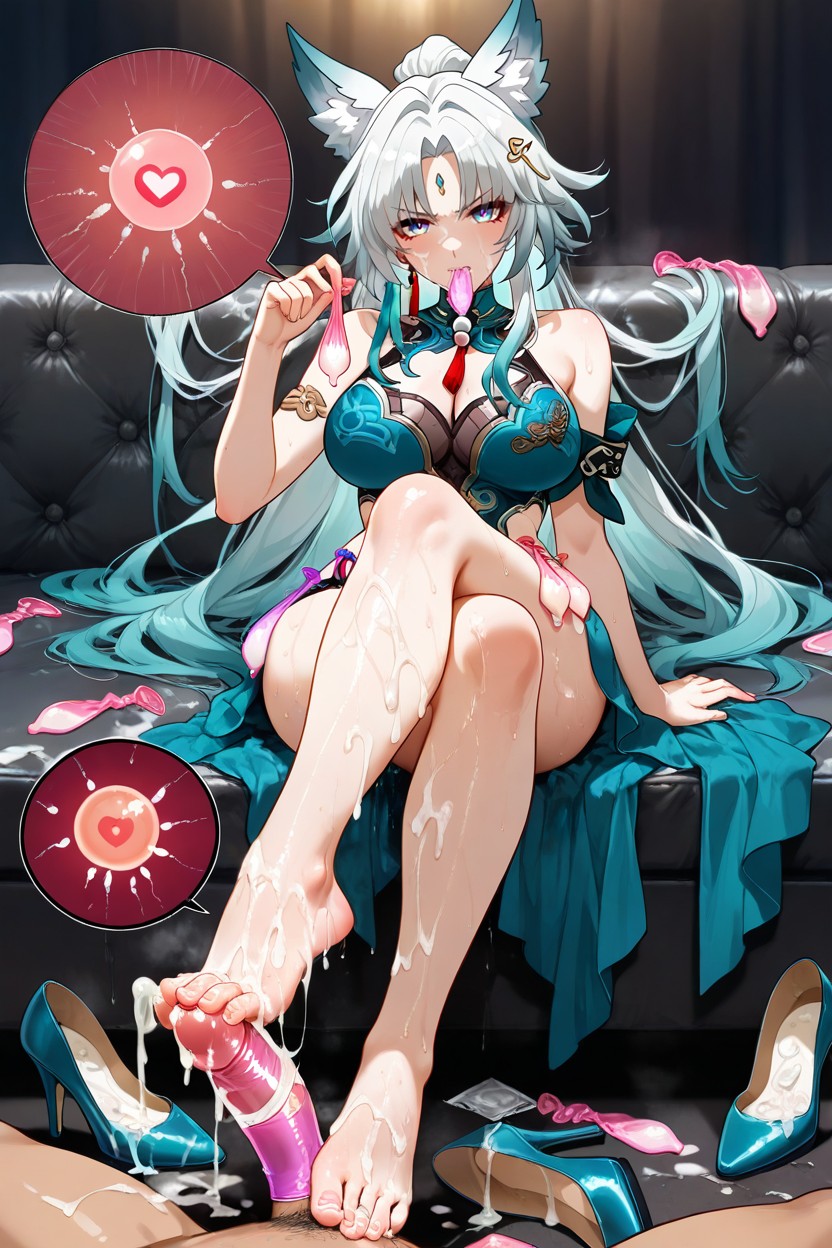 Used Condom, Drenched In Cum, Semen On High Heels Hentai AI Porn