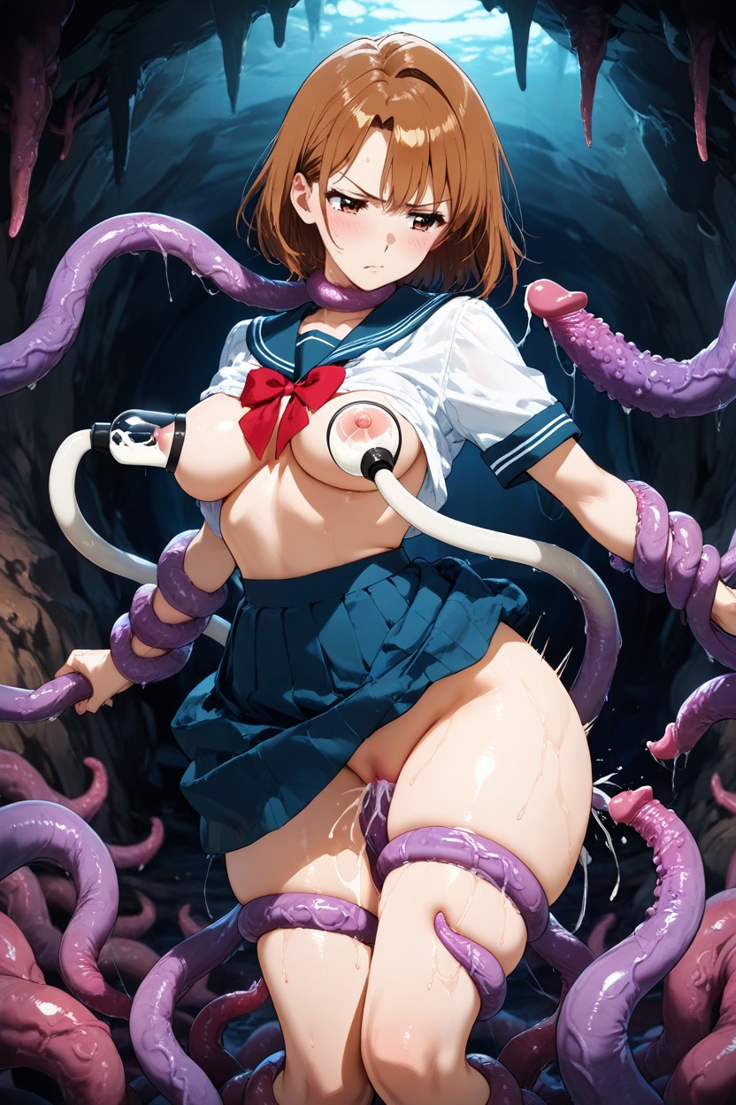 Double Penetration, Layered Strands With Smooth Rounded Volume, Light Waves At The Ends Flowing Naturally Hentai AI Porn
