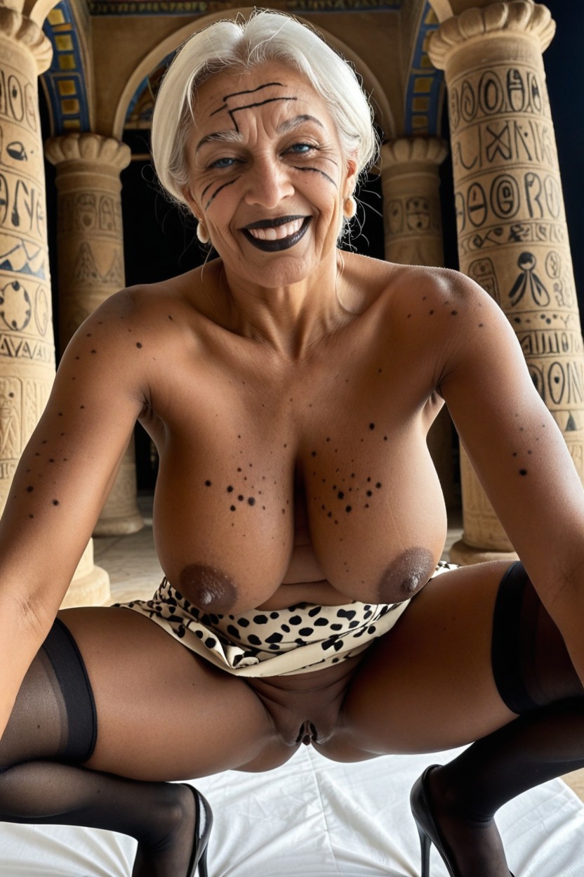 Smug Expression, Legs Up, Dark Skin Ebony AI Porn