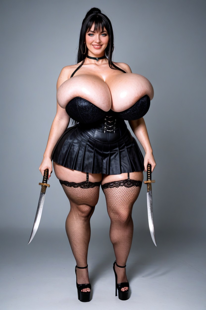 Black Fishnet Stockings, Sweating Profusely, Beautiful Woman AI Porn