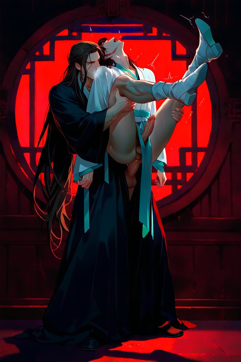 Anime Style, Biting Neck, Side View AI Gay Porn