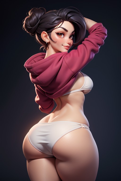 Dark Brown Eyes, Arms Up In Front Of Face, Short Length Hentai AI Porn