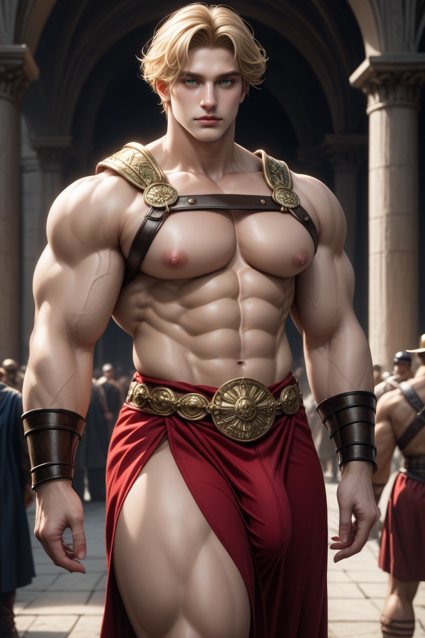 Big Pink Nipples, Leather Shoulder Armor, Fat Ass AI Gay Porn