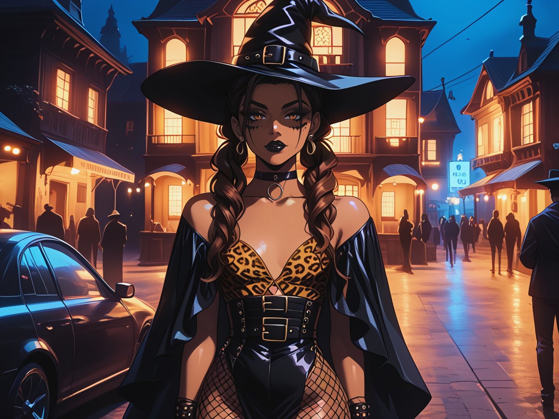 Jack O Lanterns In Background, Small Breasts, One Latina Woman Latina AI Porn