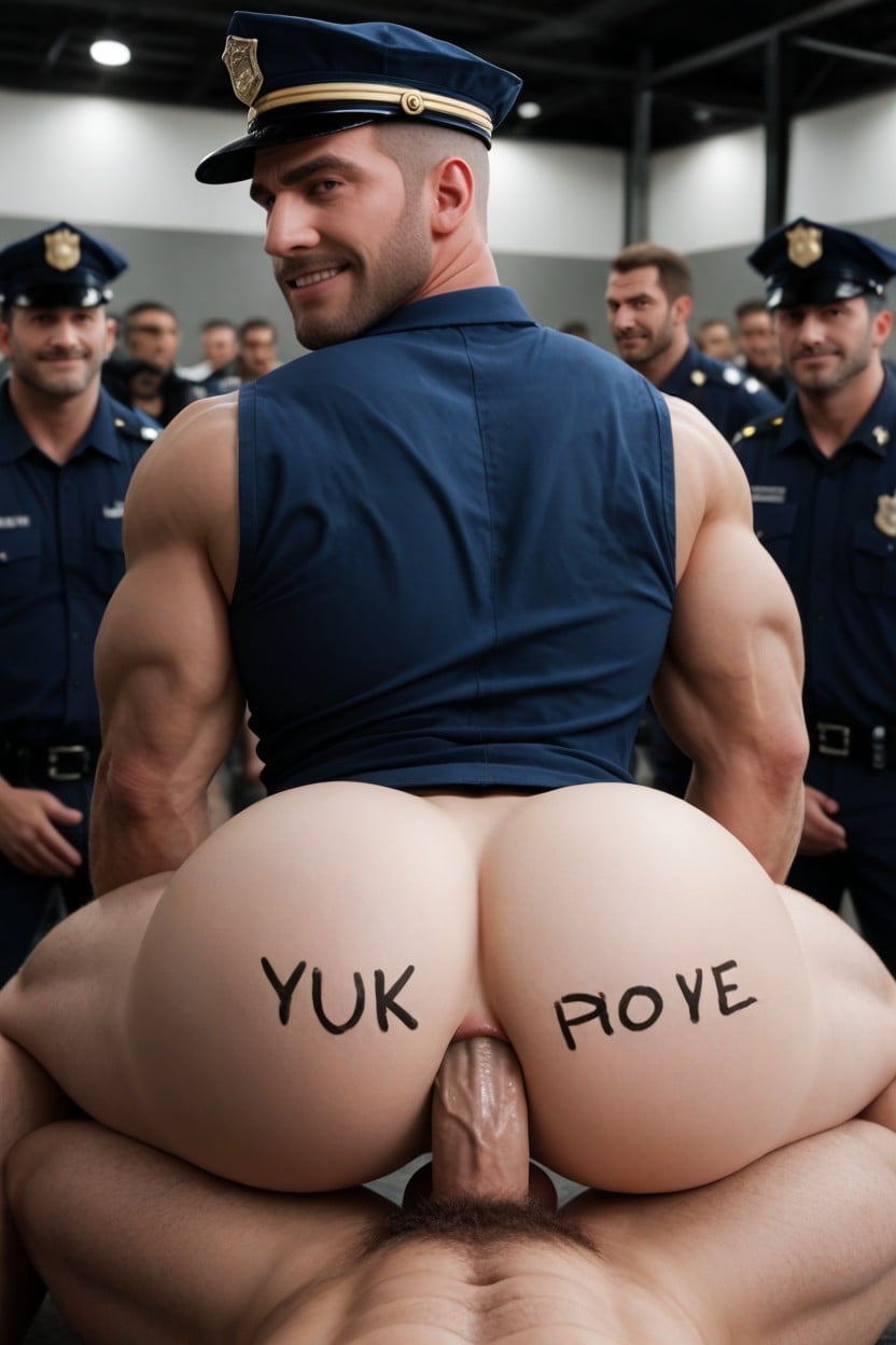 Bottom In Control, Police Crowd, Bottom On Top AI Gay Porn