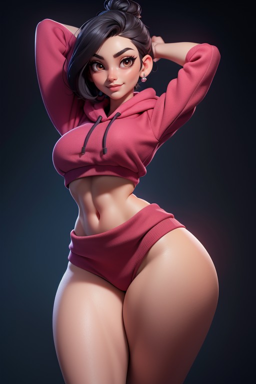 Very Thick And Strong Looking Thighs, No Hair In The Back Of Head, Thick And Curvy Hentai AI Porn