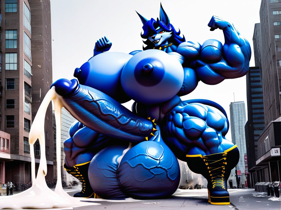 Massive Cock, Flexing, Massive Monster Cock Furry AI Porn