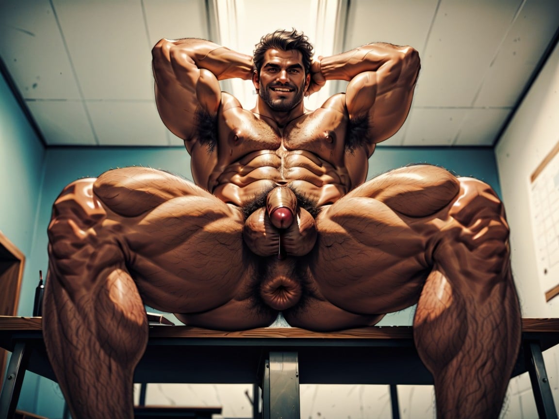 Hyper Hairy Skin, Hairy Legs, Classroom AI Gay Porn