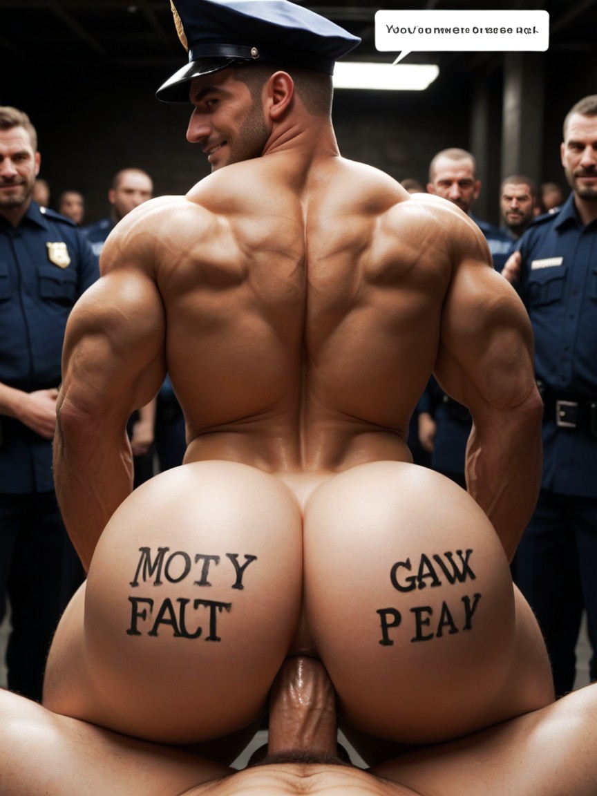 Bottom Looks Evil, Prisoner Top, Large Muscular Bottom AI Gay Porn