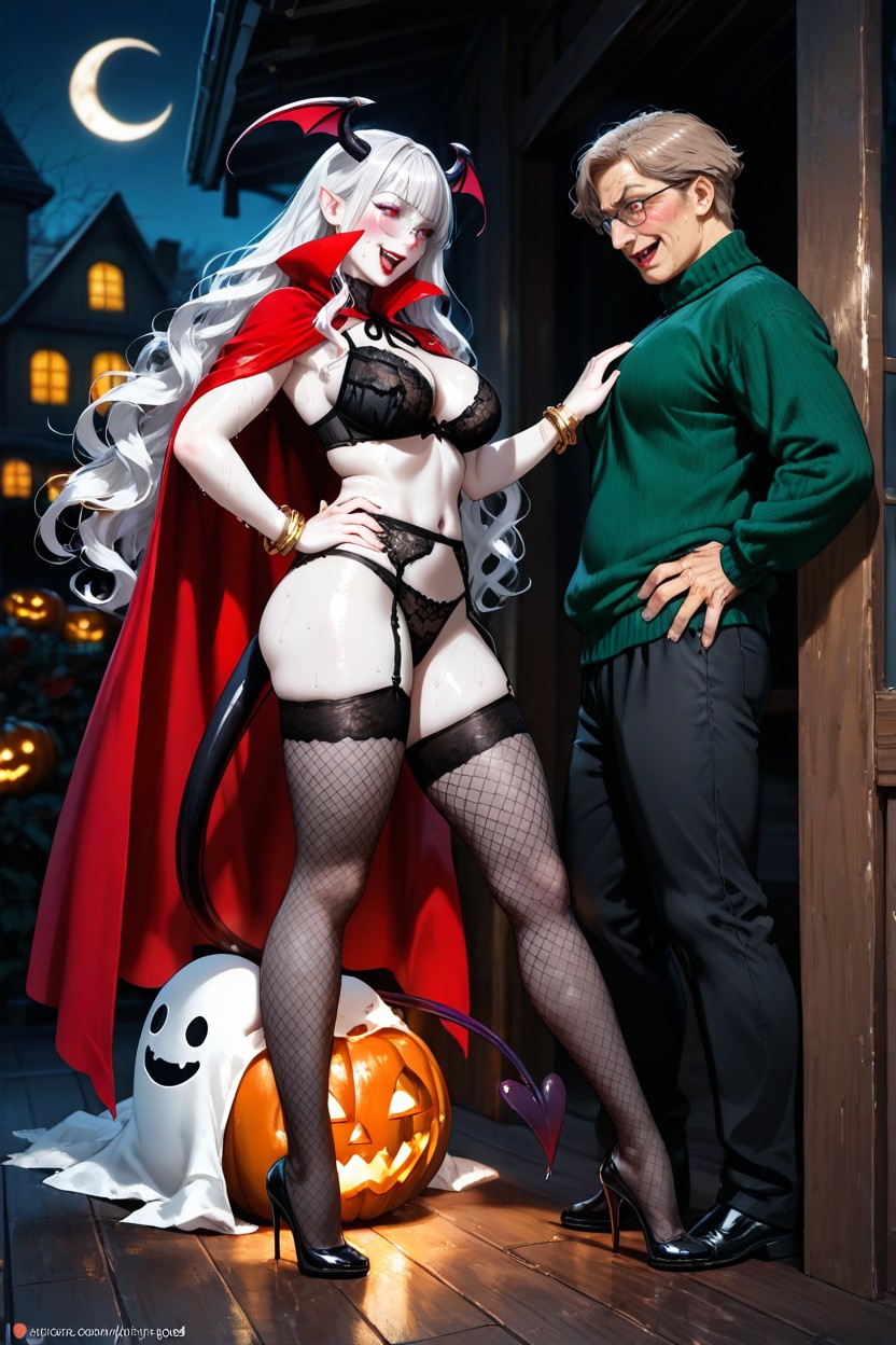 Standing, Black Lace Panties, Lady Succubuspale Skin Hentai AI Porn