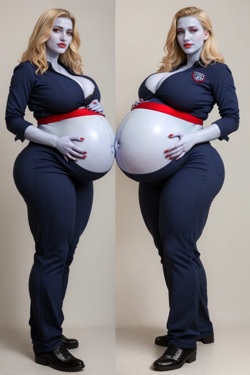 Beautiful, Huge Belly Bulge, Multiple Different Views AI Porn