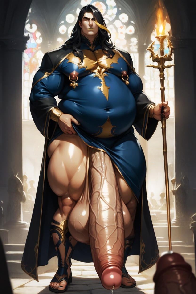Fat Pecs, Oiled Skin, Absurdly Comically Long Penis AI Gay Porn
