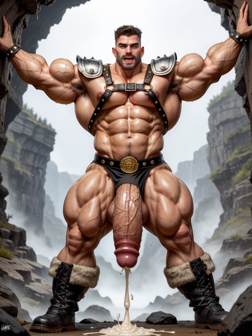 Pale White Skin, Eyes Half Closed, Hyper Realistic Porno gay IA