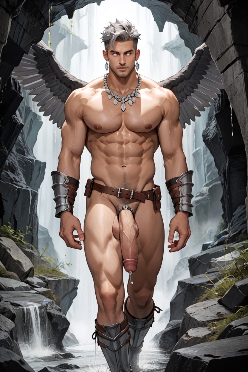 Flying, Glowing In Gray And White Light, Cock Ring AI Gay Porn