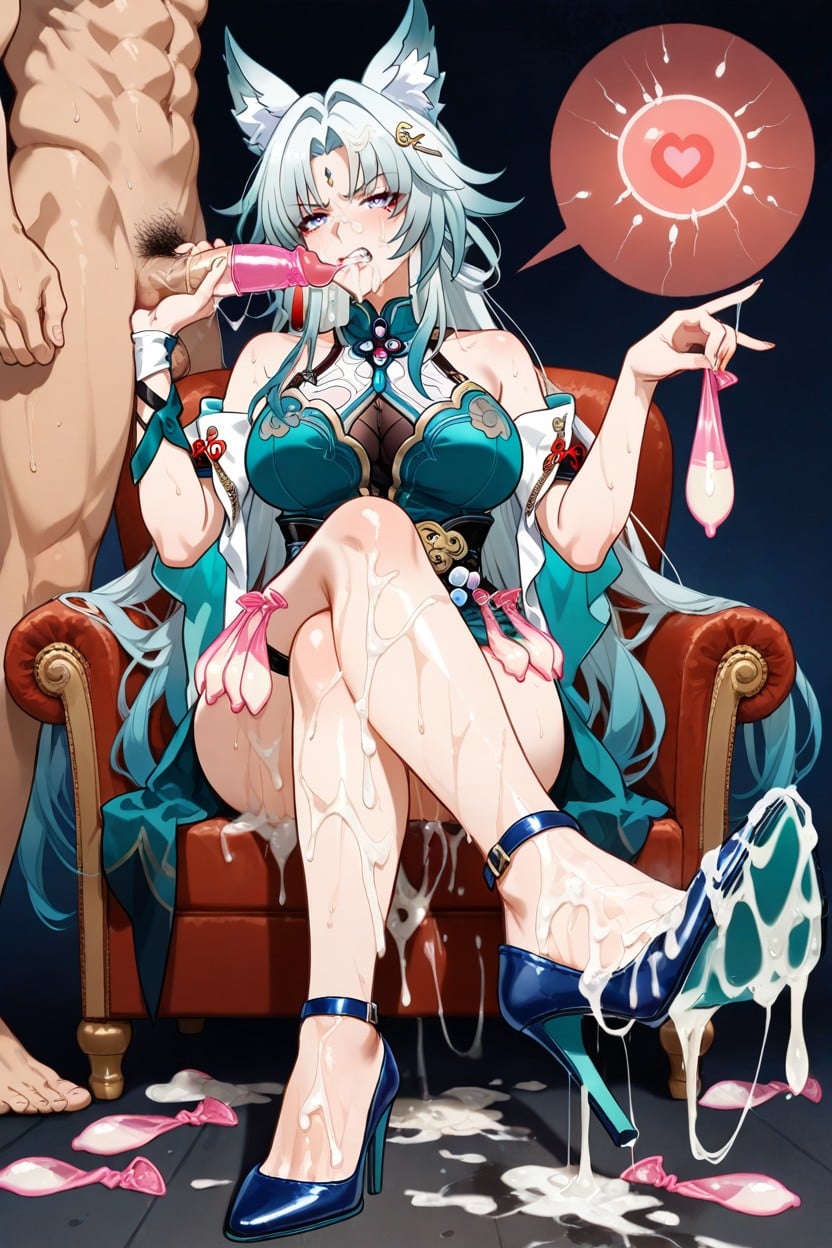 Feixiao From Honkai Star Rail, Cum Everywhere, A Lot Of Used Condom Hentai AI Porn