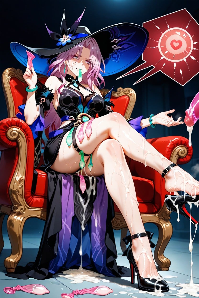 Wearing Condom, Semen Soaked High Heels, Medium Ass Hentai AI Porn