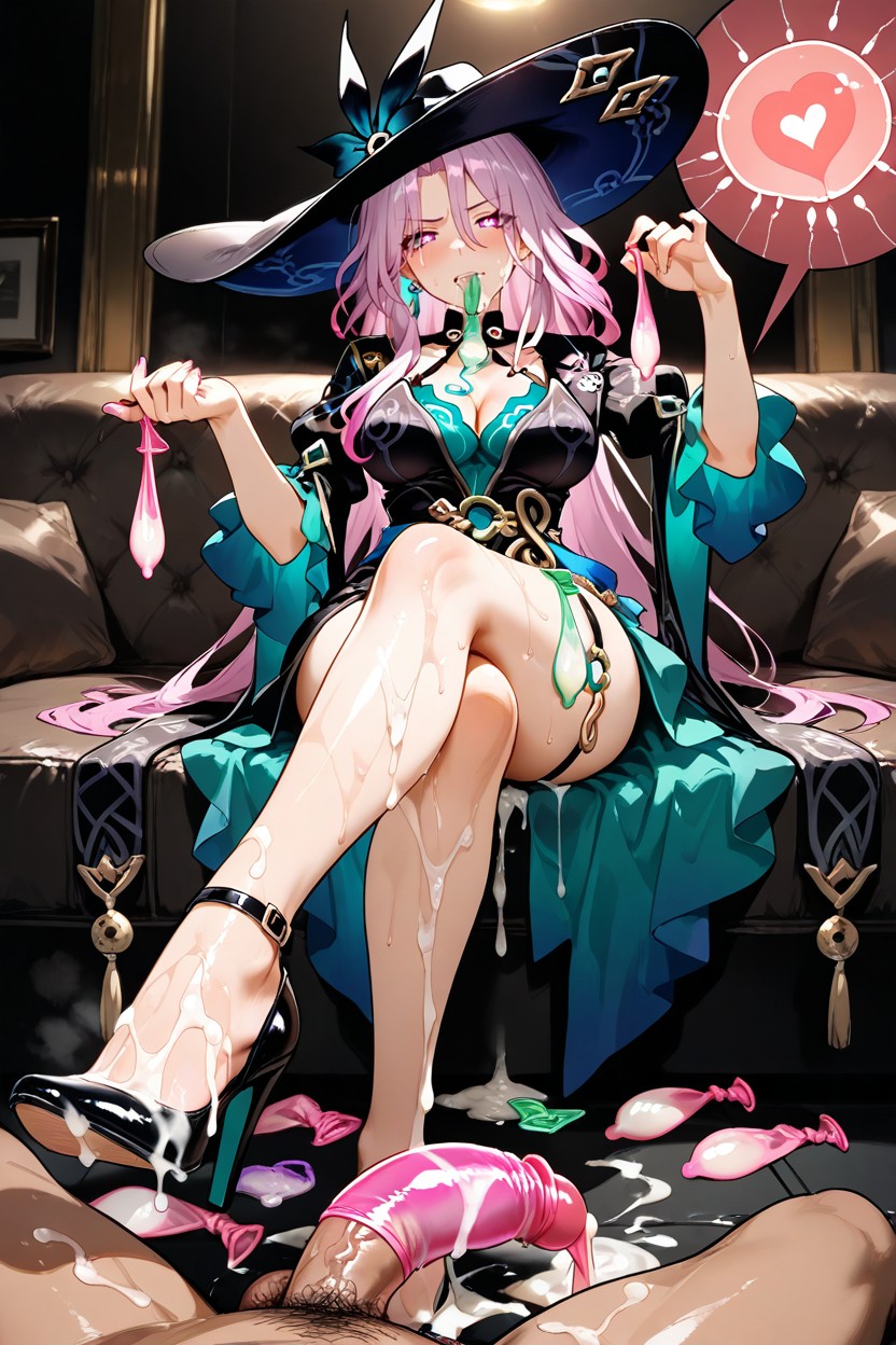 Used Condom Belt, 25+, Legs Crossed Hentai AI Porn